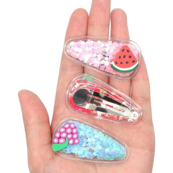 5 PCs Confetti Fruit Shaker Snap Hair Clips for Girls and Adults - Picture 9 of 13
